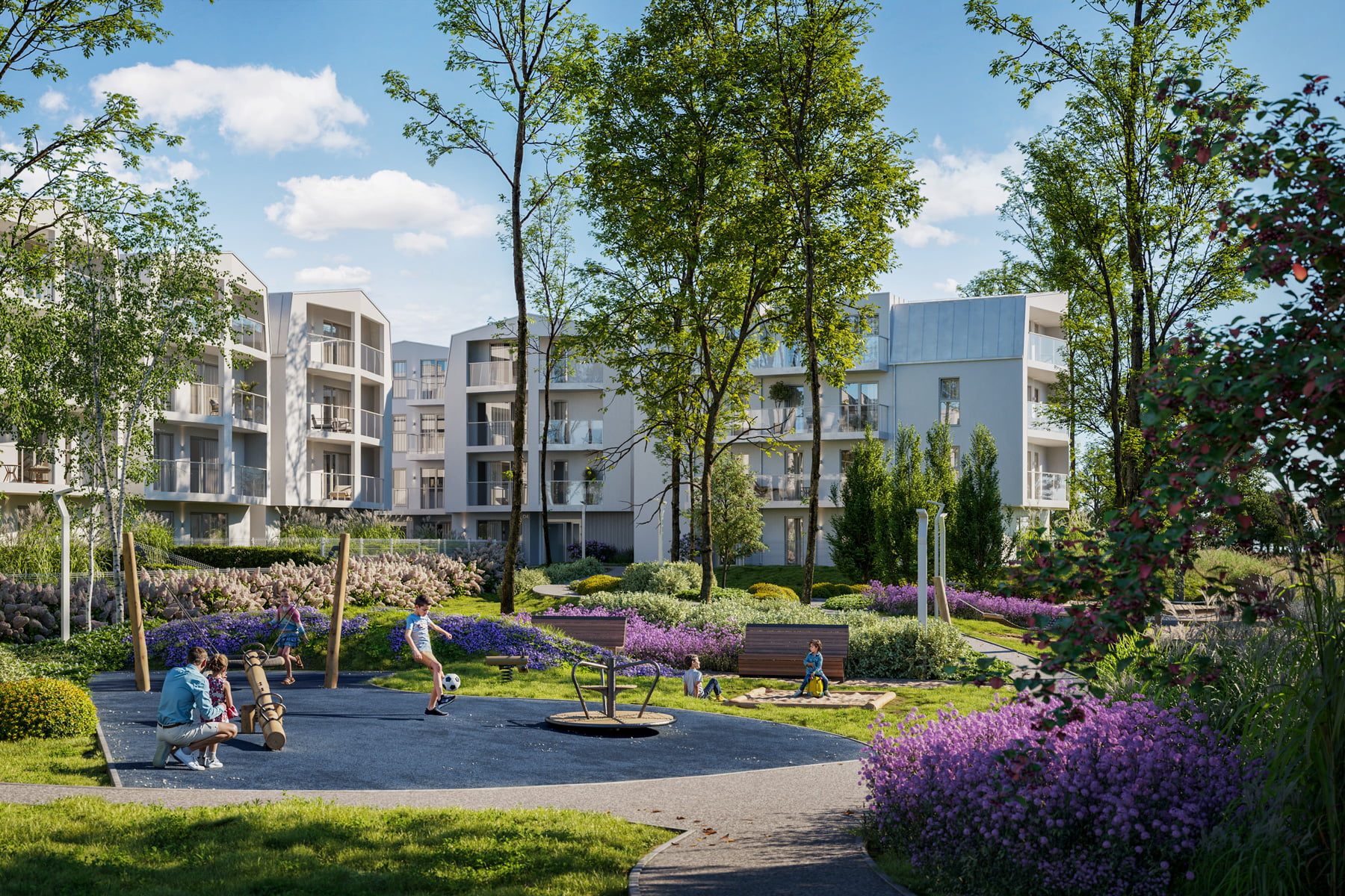 3D visualization of premium Zawislanska Urban Villas in a peaceful area with water views