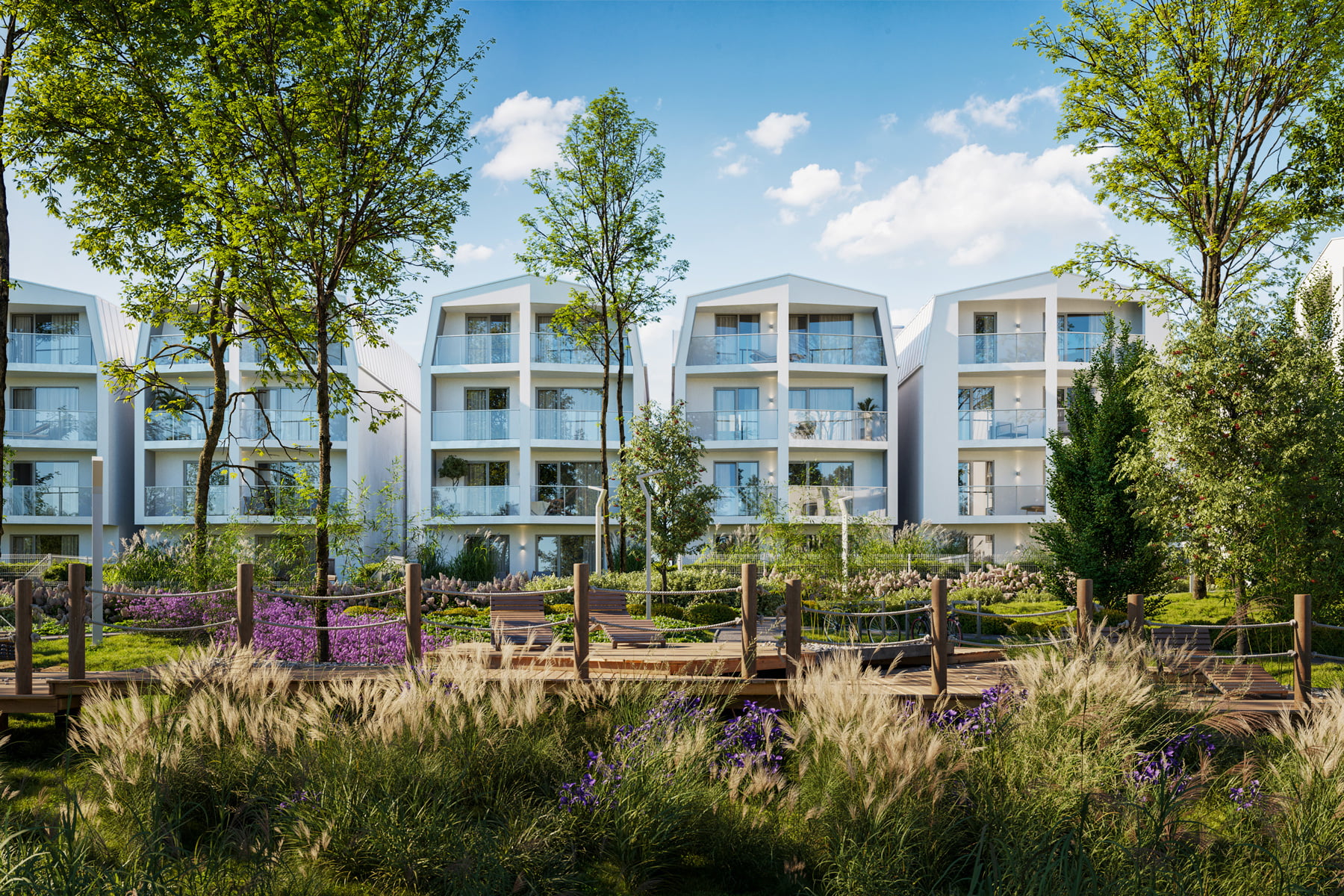 3D visualization of premium Zawislanska Urban Villas in a peaceful area with water views